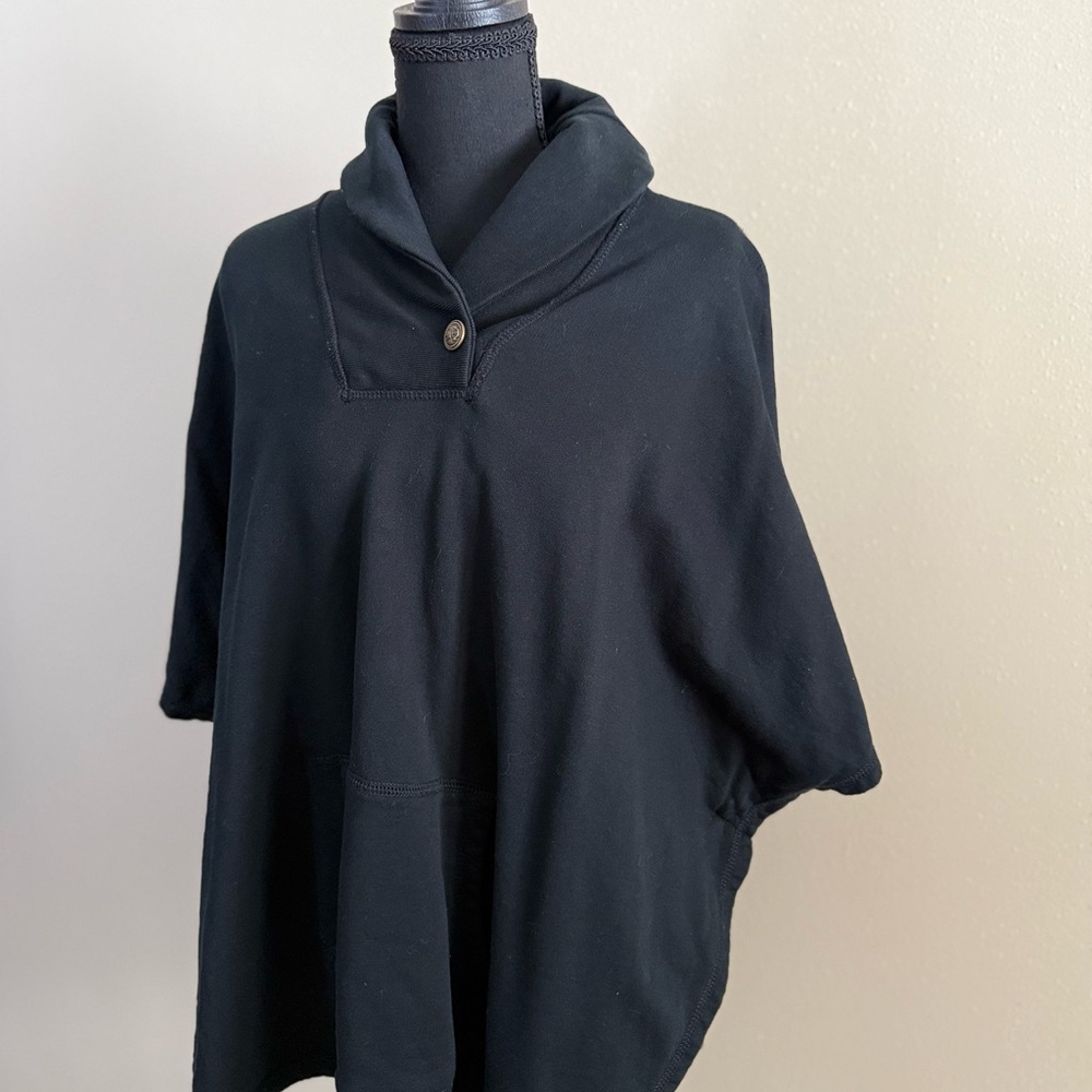 Lauren Ralph Lauren Black Shawl Collar Poncho Sweater OS - Picture 2 of 11